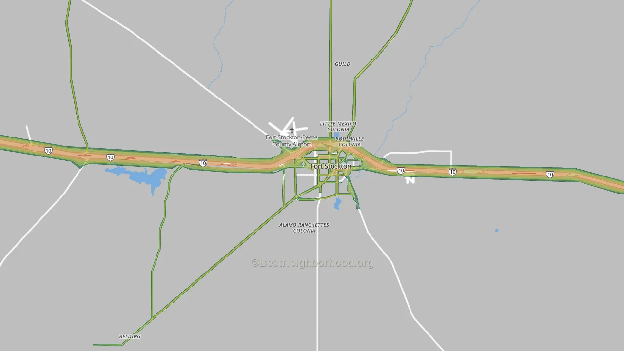 Fort Stockton, TX Map of Noise Levels in Fort Stockton