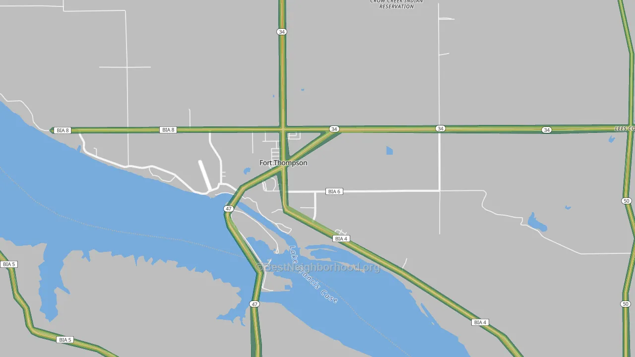 Fort Thompson, SD Map of Noise Levels in Fort Thompson