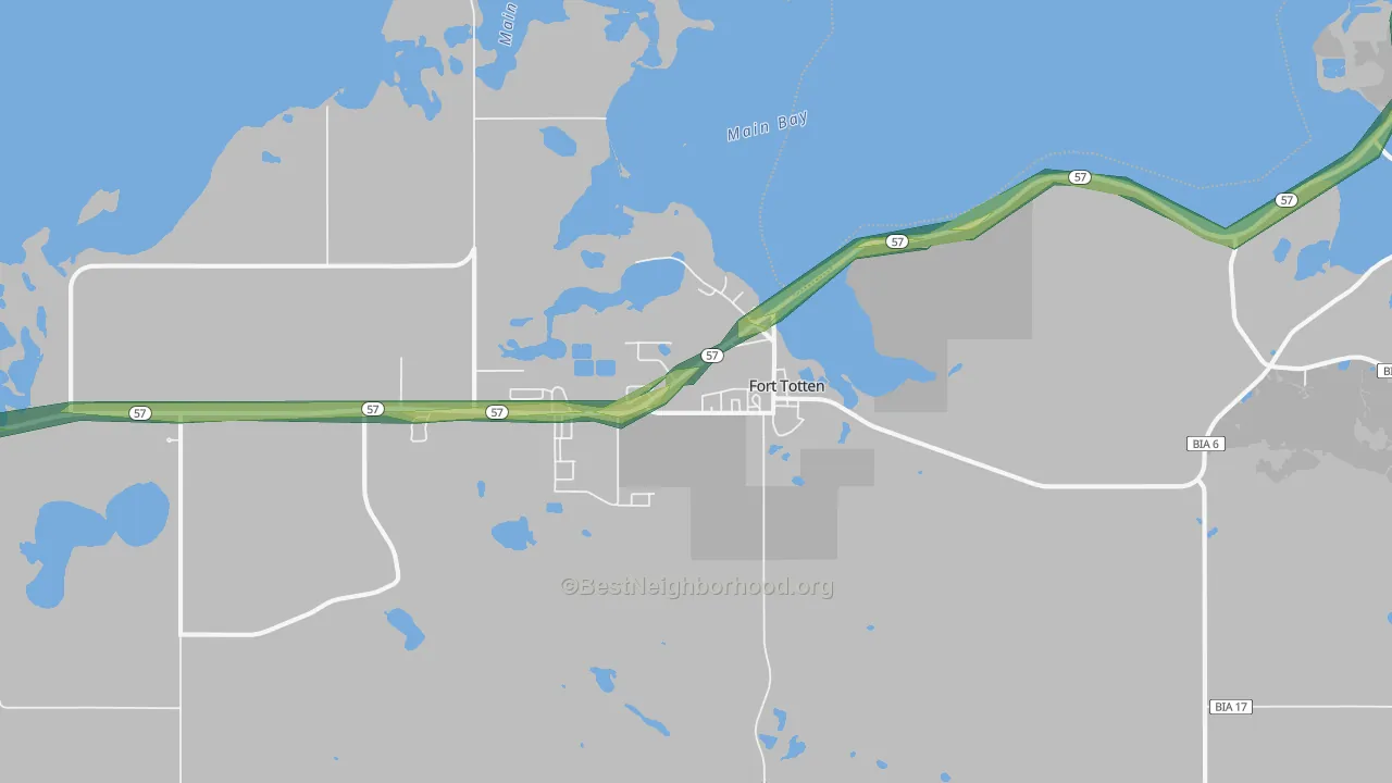 Fort Totten, ND Map of Noise Levels in Fort Totten