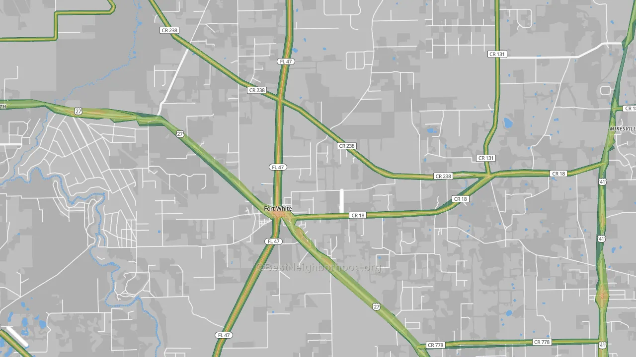 Fort White, FL Map of Noise Levels in Fort White