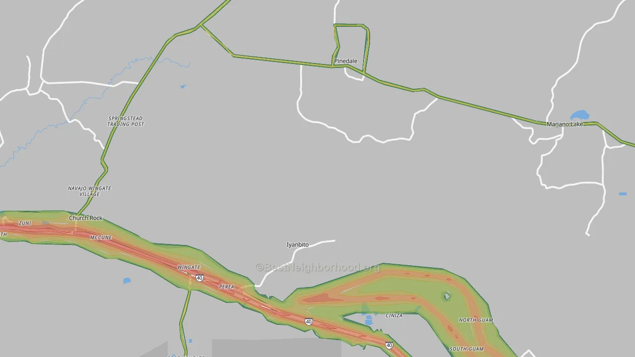 Fort Wingate, NM Map of Noise Levels in Fort Wingate