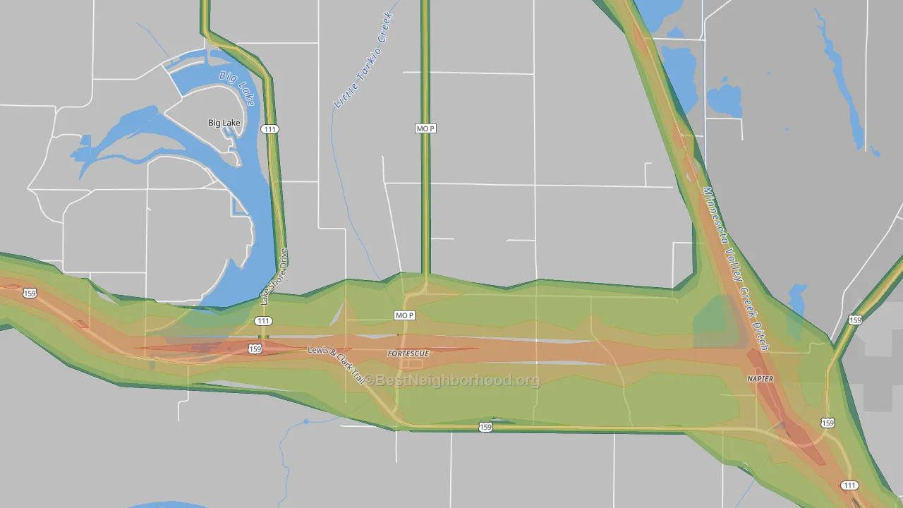 Fortescue, MO Map of Noise Levels in Fortescue