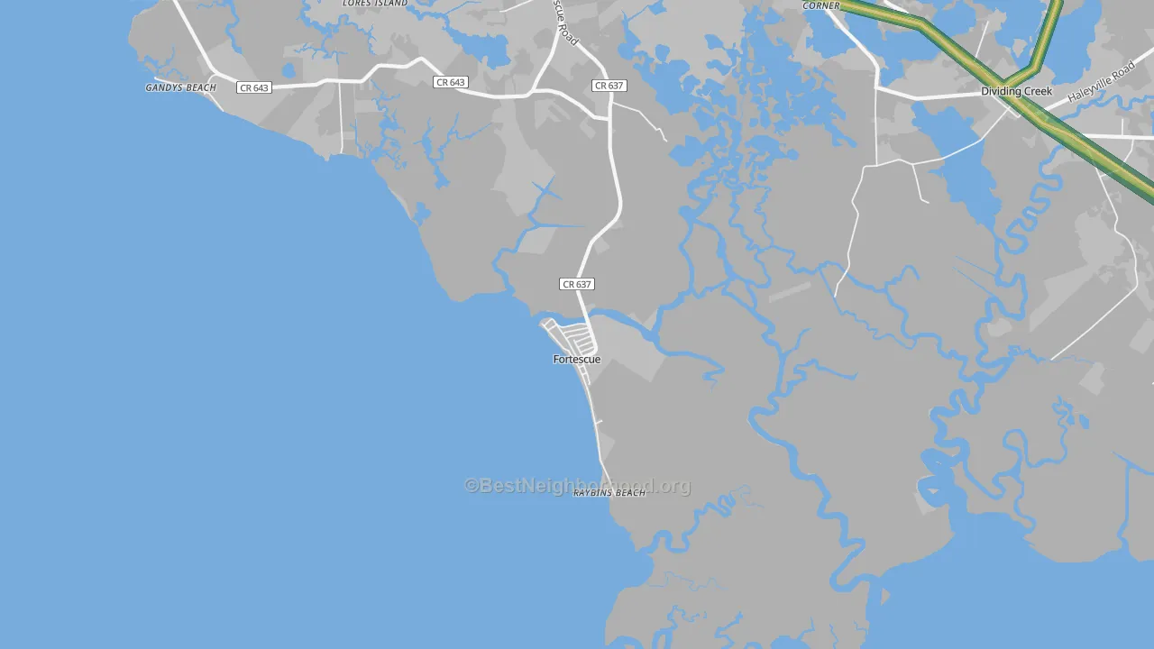 Fortescue, NJ Map of Noise Levels in Fortescue
