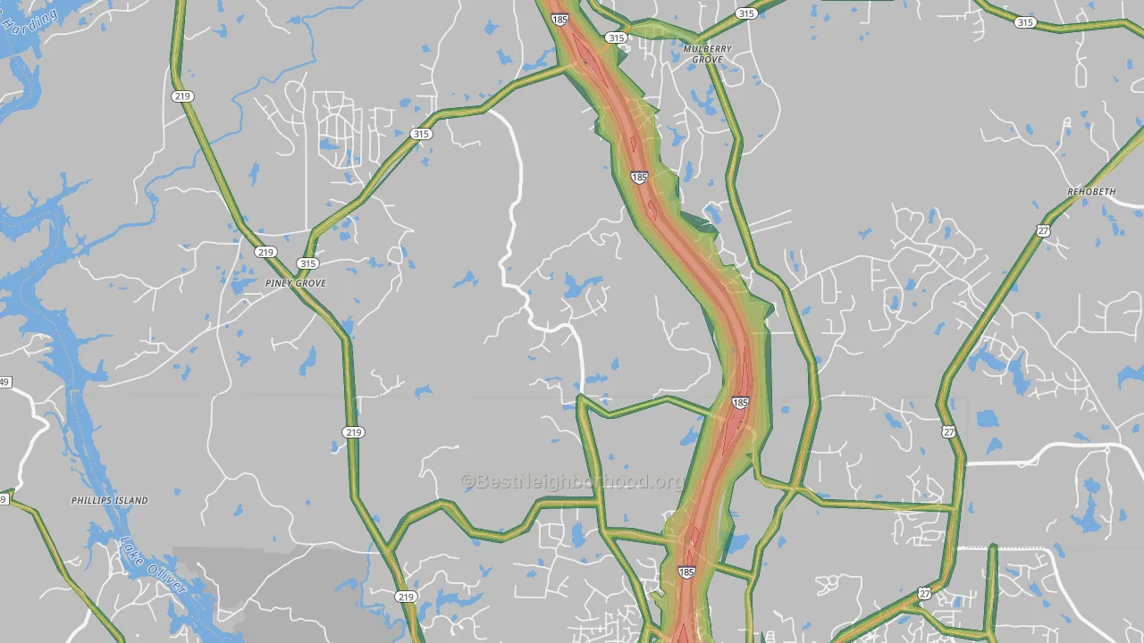 Fortson, GA Map of Noise Levels in Fortson