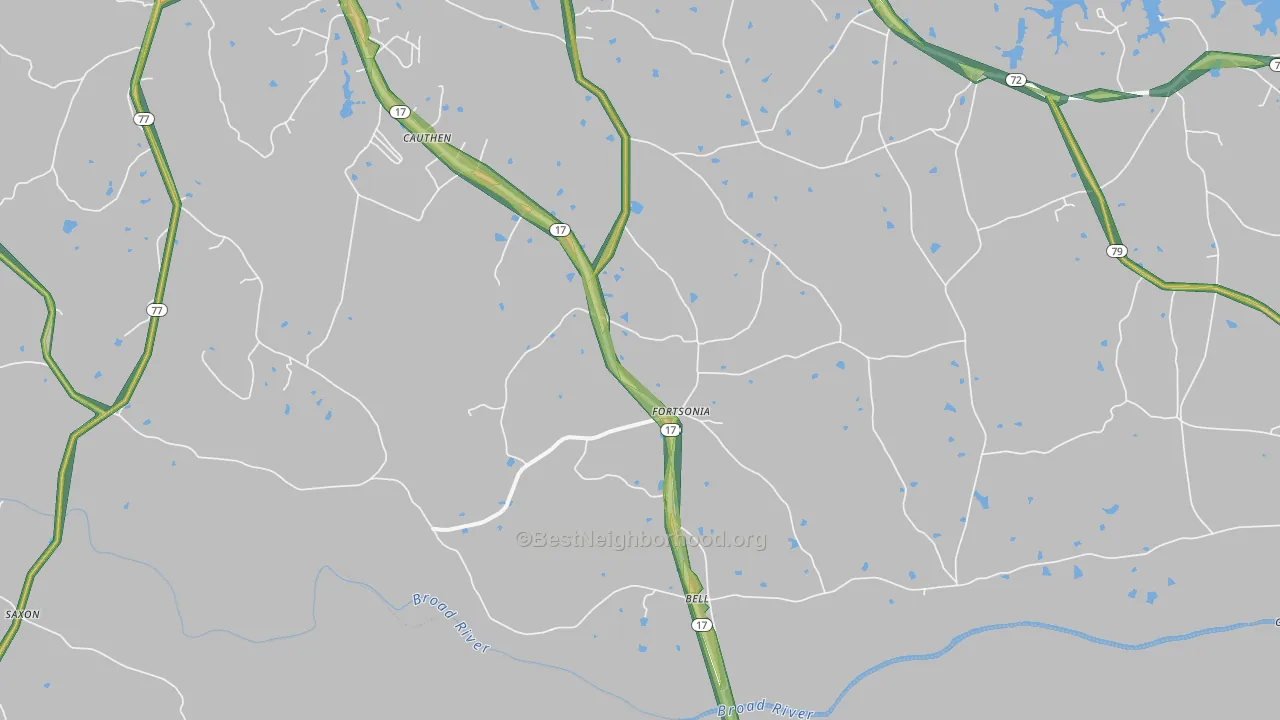 Fortsonia, GA Map of Noise Levels in Fortsonia