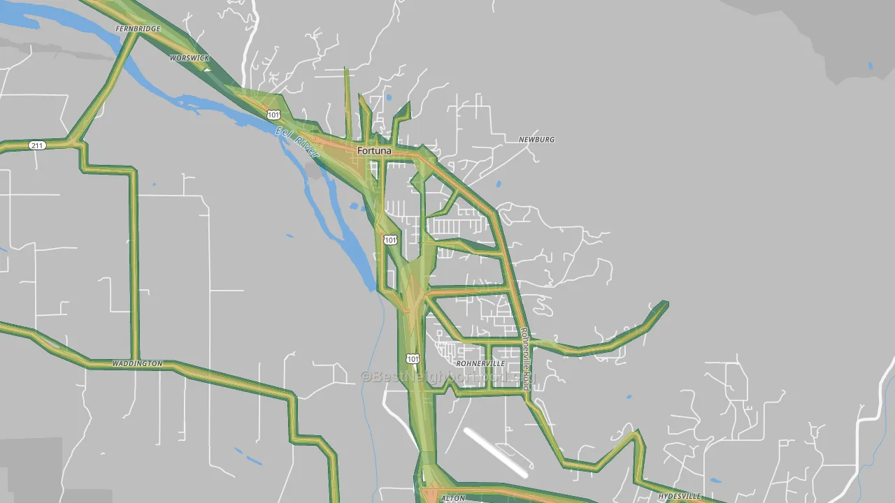 Fortuna, CA Map of Noise Levels in Fortuna