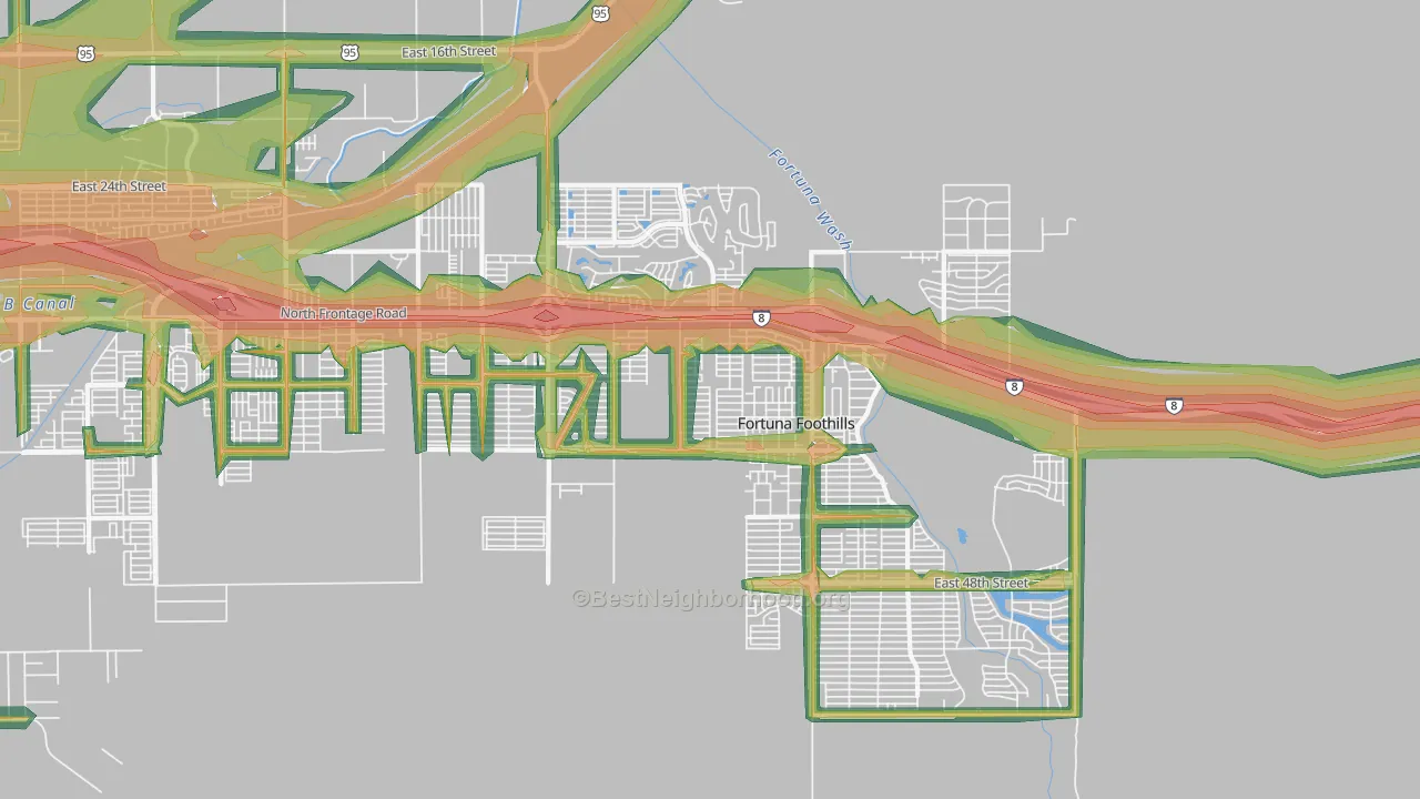 Fortuna Foothills, AZ Map of Noise Levels in Fortuna Foothills
