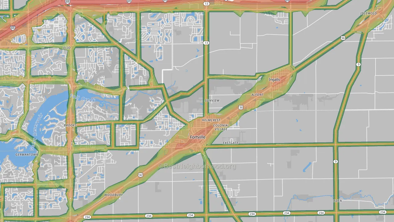 Fortville, IN Map of Noise Levels in Fortville