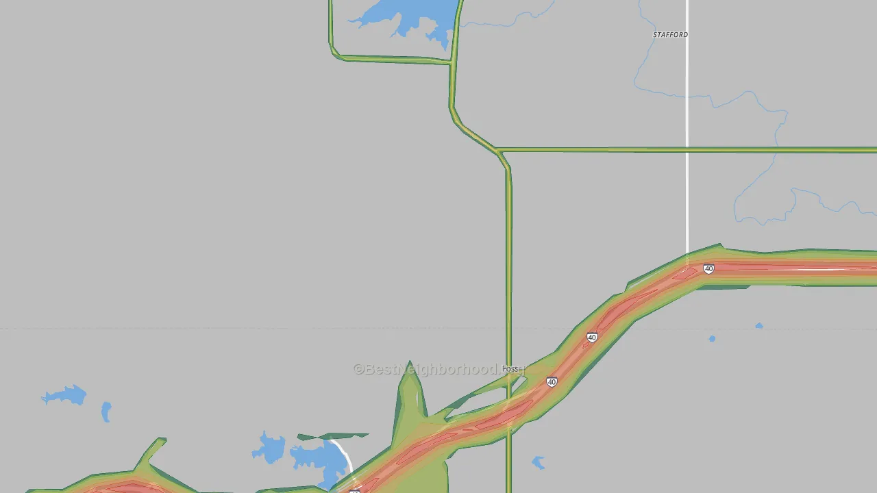 Foss, OK Map of Noise Levels in Foss