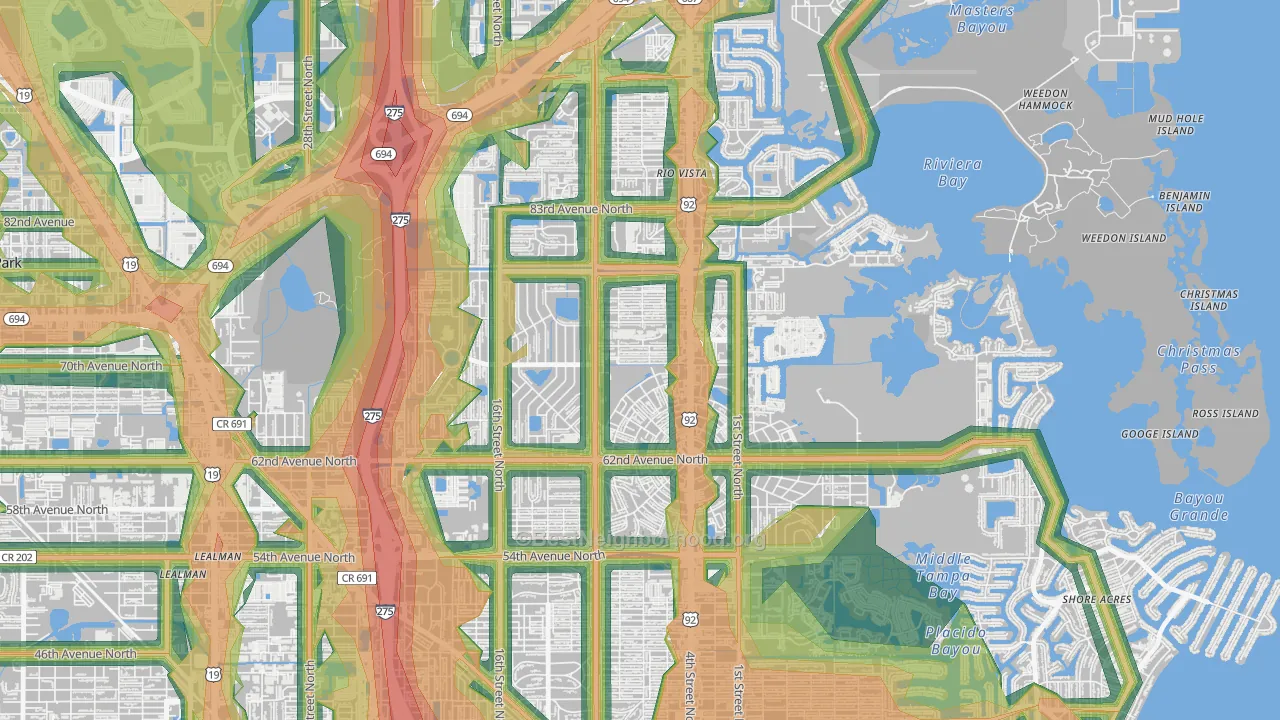 Fossil Park, St. Petersburg, FL Map of Noise Levels in Fossil Park