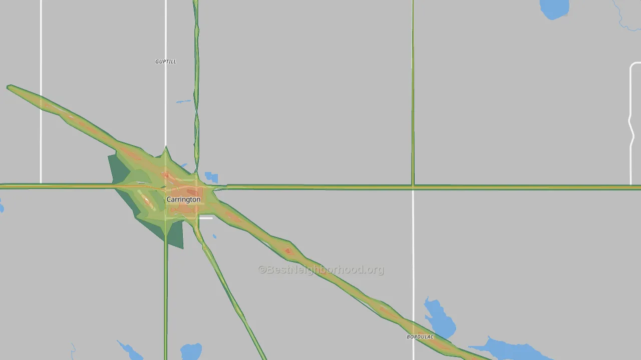 Foster County, ND Map of Noise Levels in Foster County
