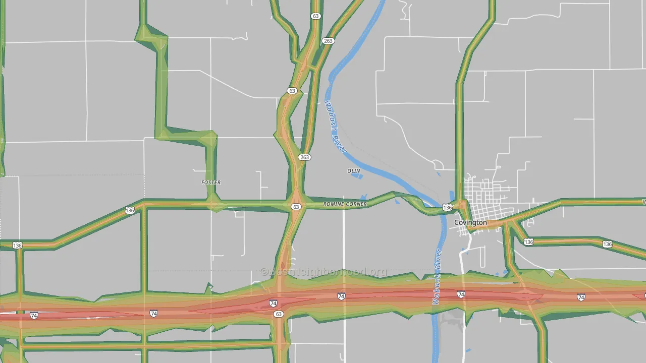 Foster, IN Map of Noise Levels in Foster