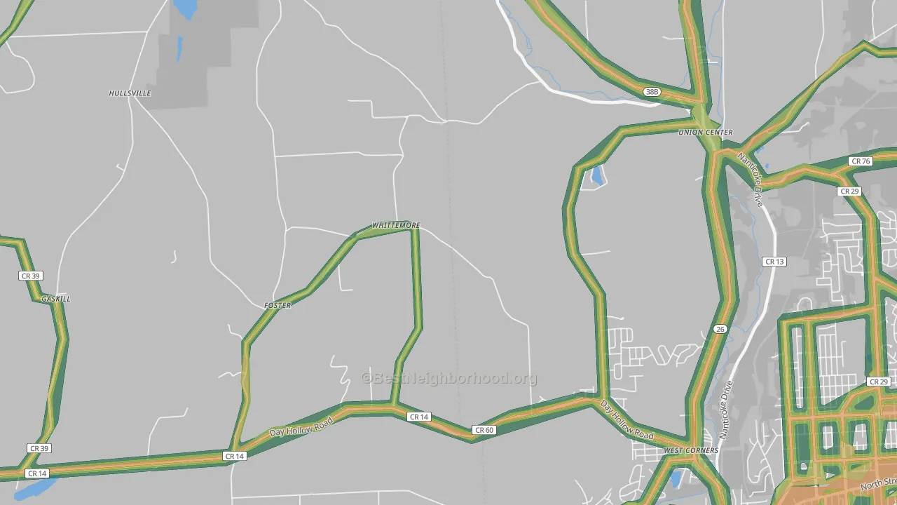 Foster, NY Map of Noise Levels in Foster