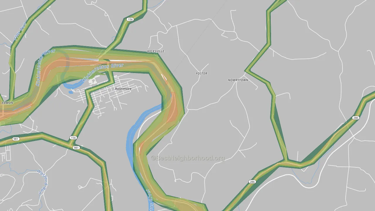 Foster, PA Map of Noise Levels in Foster