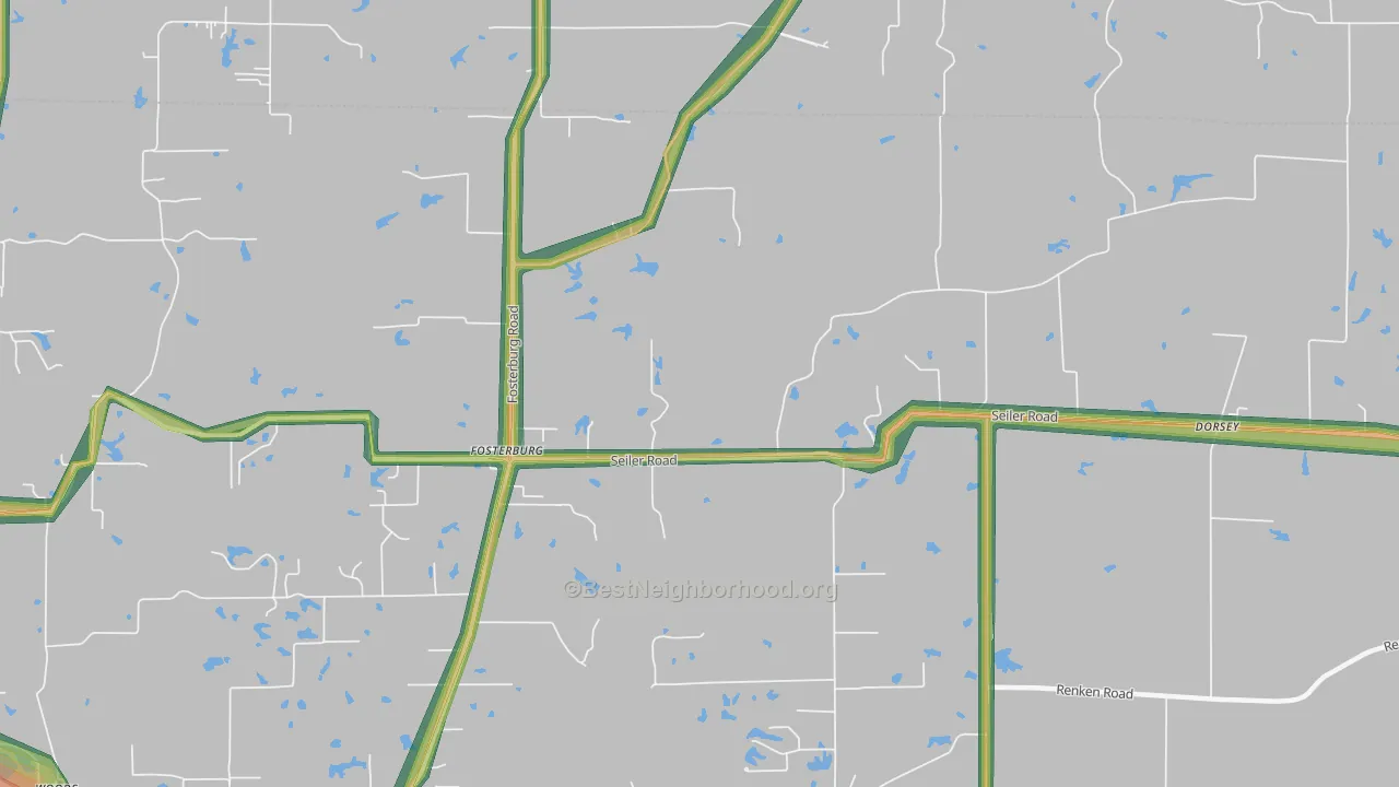 Fosterburg, IL Map of Noise Levels in Fosterburg