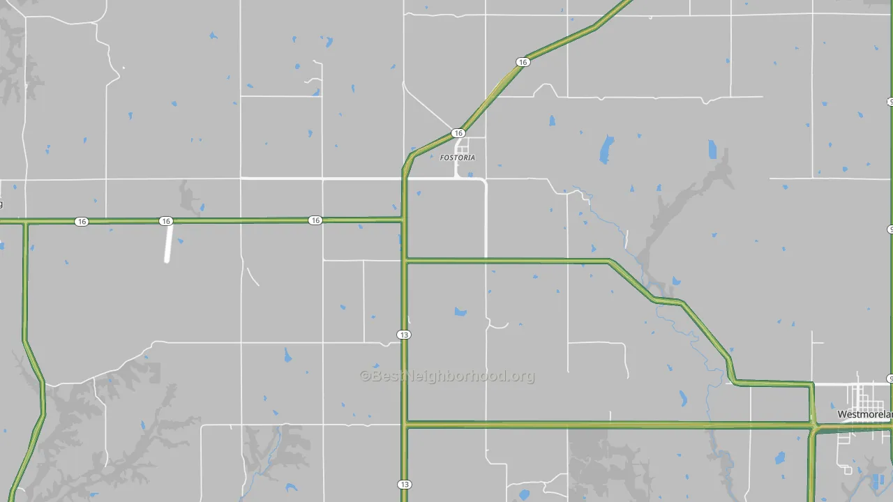 Fostoria, KS Map of Noise Levels in Fostoria