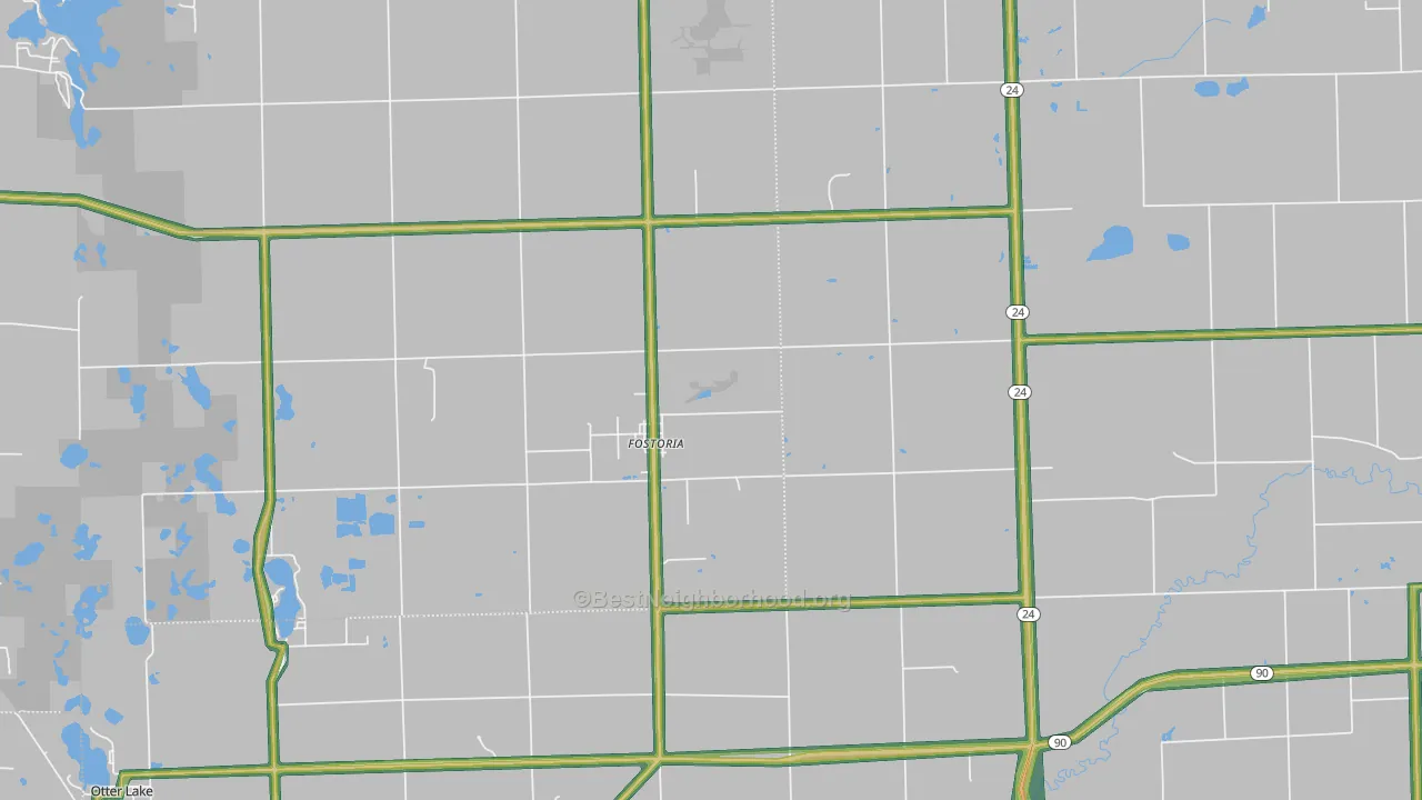 Fostoria, MI Map of Noise Levels in Fostoria