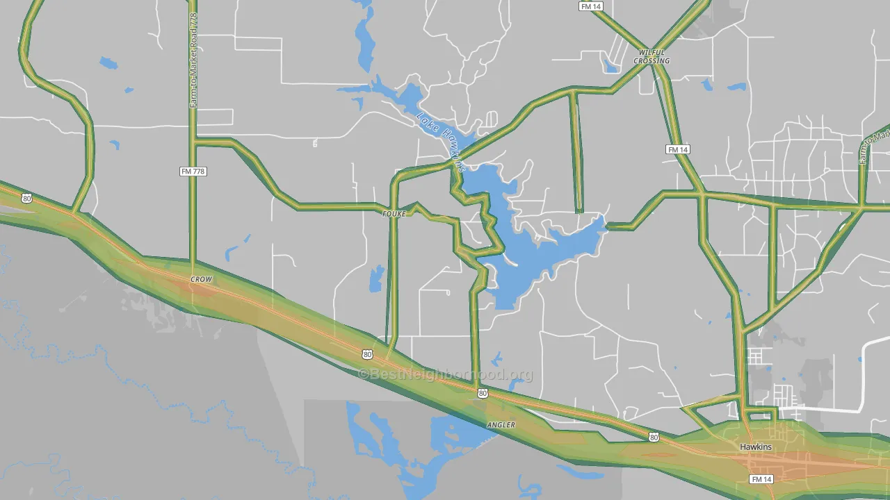 Fouke, TX Map of Noise Levels in Fouke