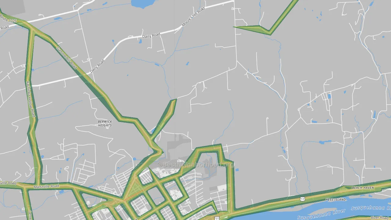 Foundryville, PA Map of Noise Levels in Foundryville
