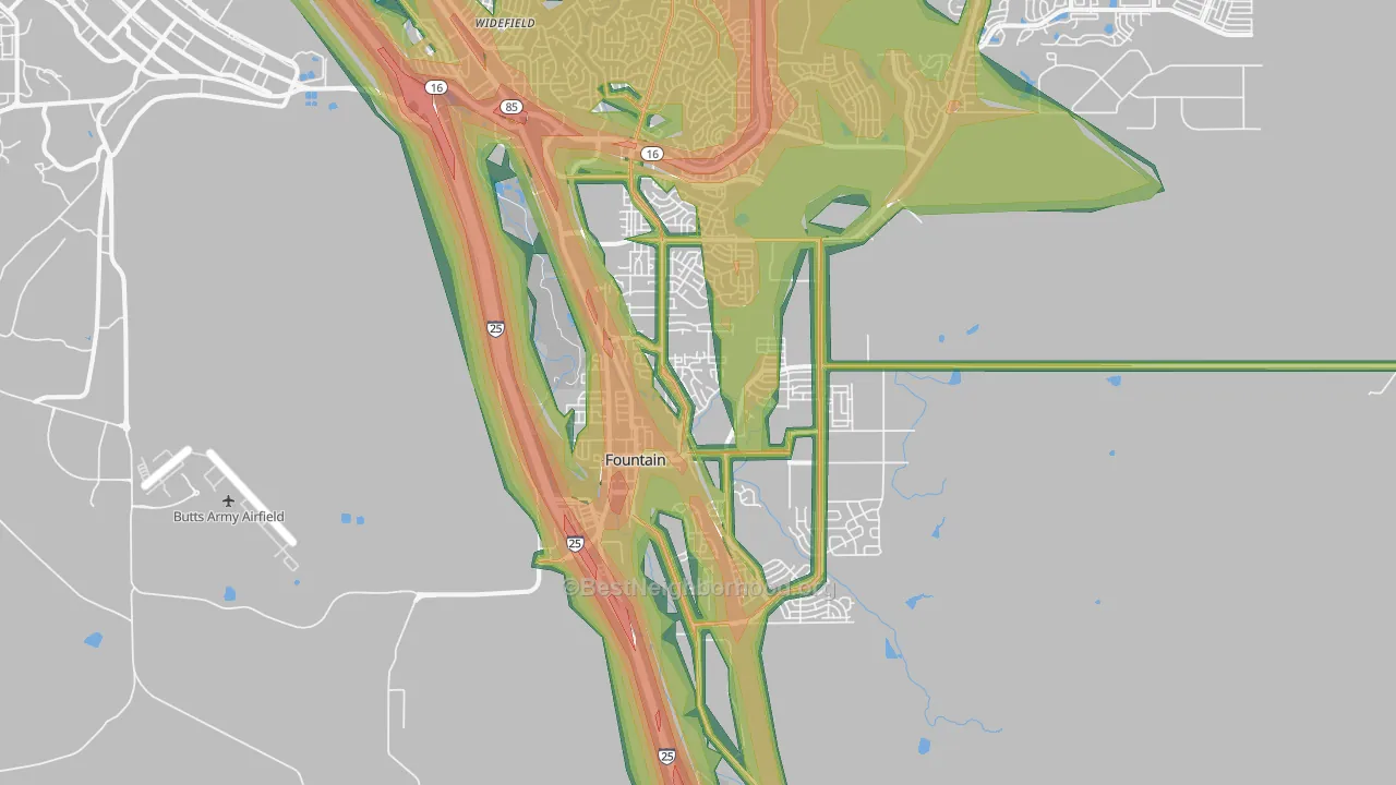 Fountain, CO Map of Noise Levels in Fountain