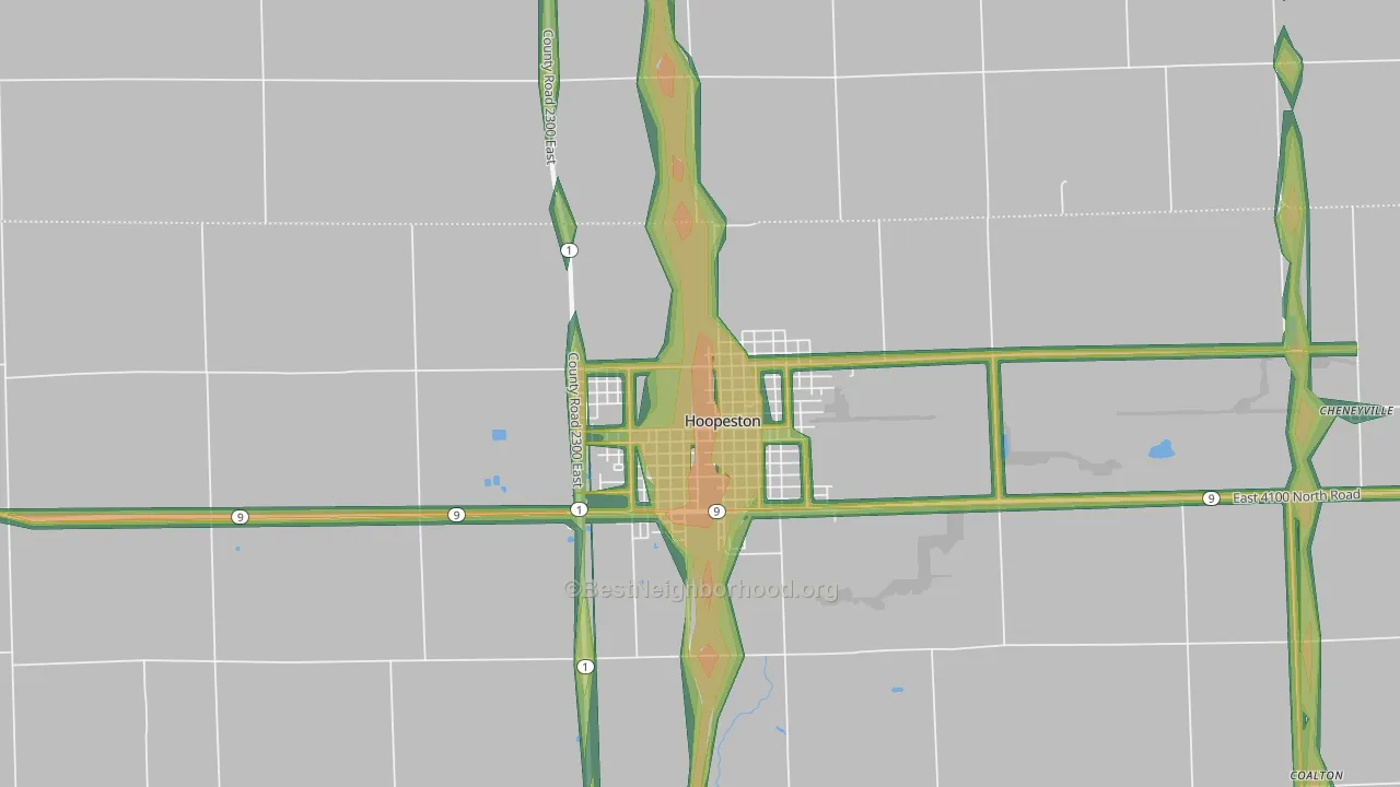 Fountain Creek, IL Map of Noise Levels in Fountain Creek
