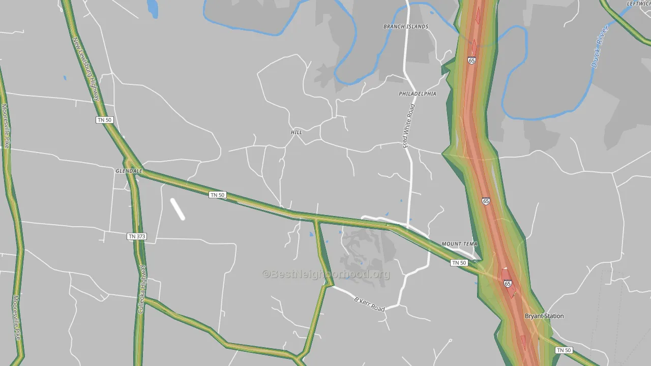 Fountain Heights, TN Map of Noise Levels in Fountain Heights
