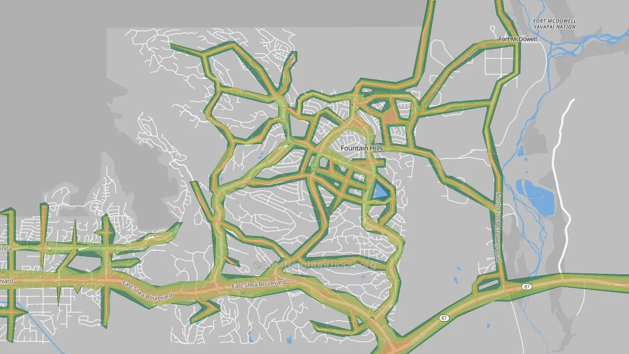 Fountain Hills, AZ Map of Noise Levels in Fountain Hills
