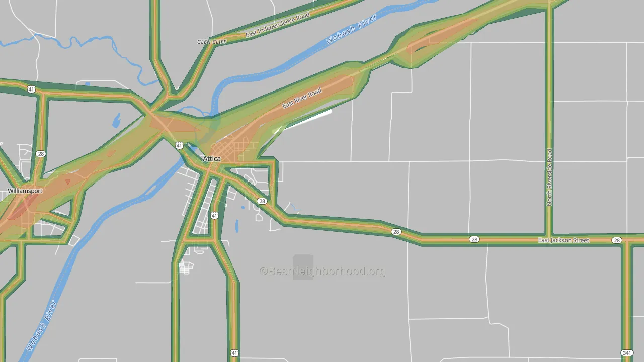 Fountain, IN Map of Noise Levels in Fountain
