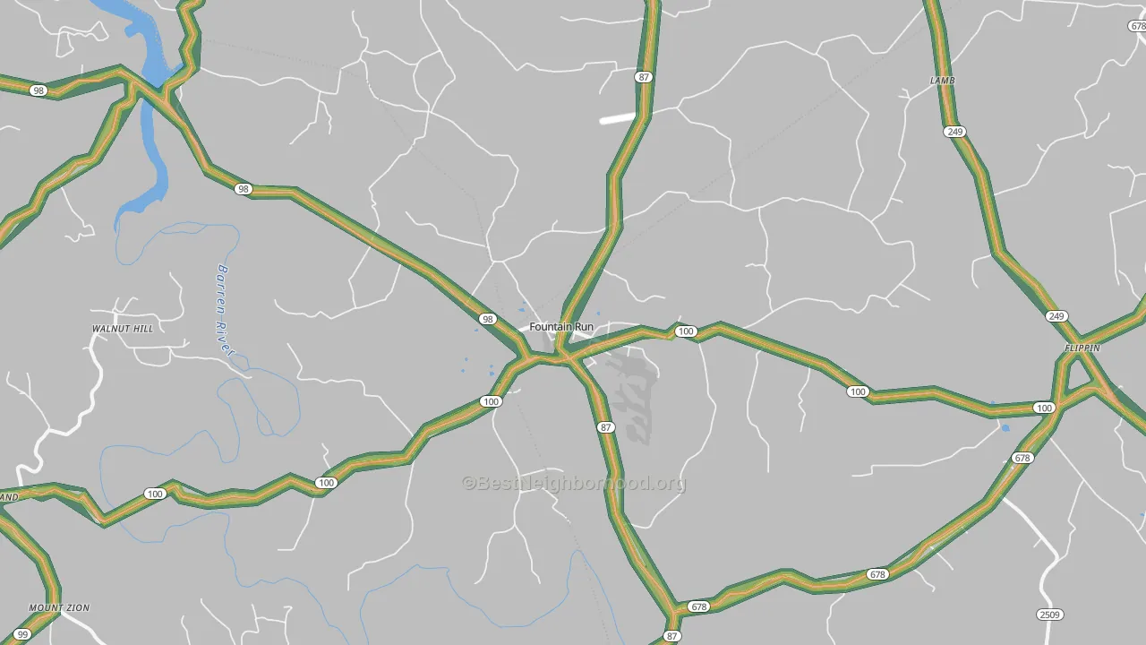 Fountain Run, KY Map of Noise Levels in Fountain Run