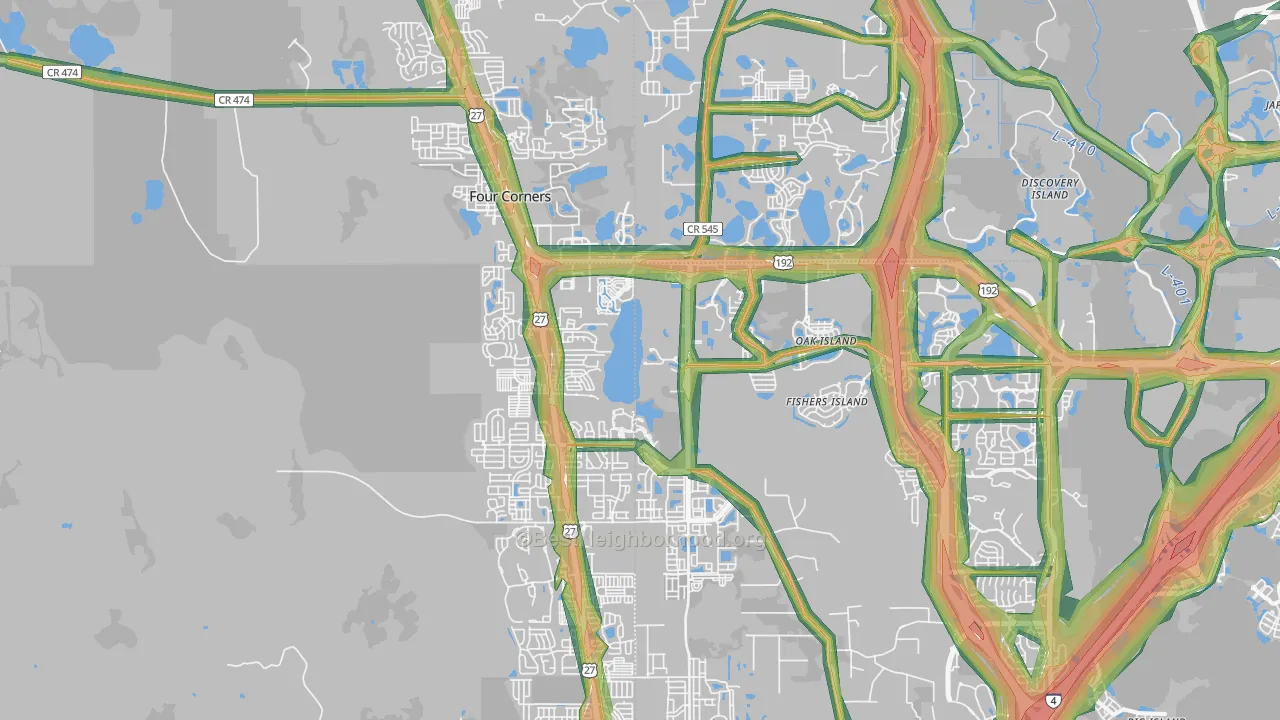Four Corners, FL Map of Noise Levels in Four Corners