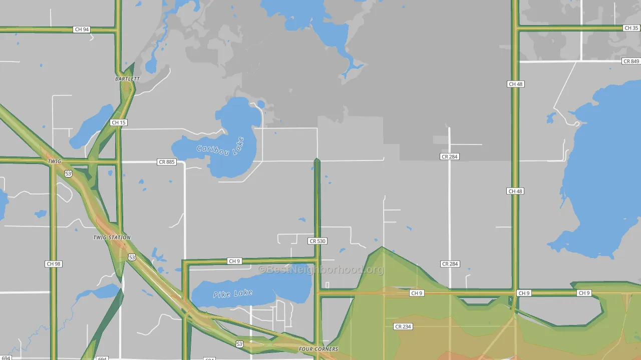 Four Corners, MN Map of Noise Levels in Four Corners