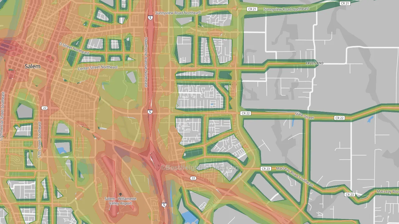 Four Corners, OR Map of Noise Levels in Four Corners
