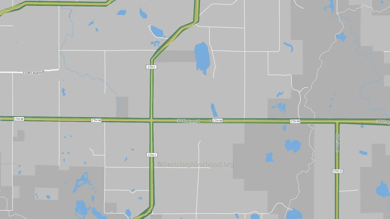 Four Corners, WI Map of Noise Levels in Four Corners