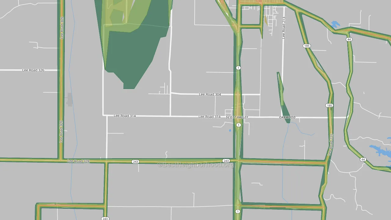 Four Forks, AR Map of Noise Levels in Four Forks