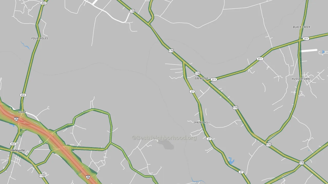 Four Holes, SC Map of Noise Levels in Four Holes