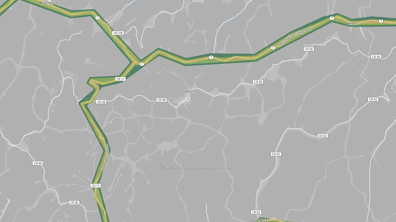 Four Mile, WV Map of Noise Levels in Four Mile