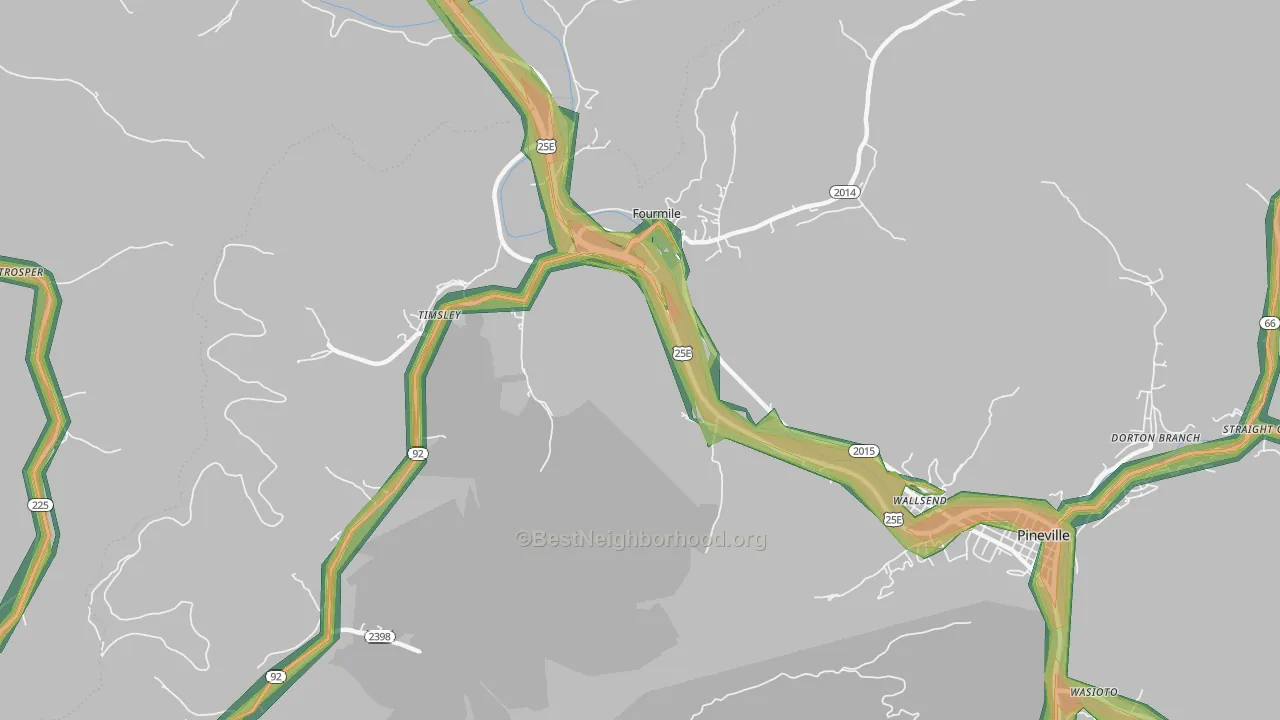 Fourmile, KY Map of Noise Levels in Fourmile