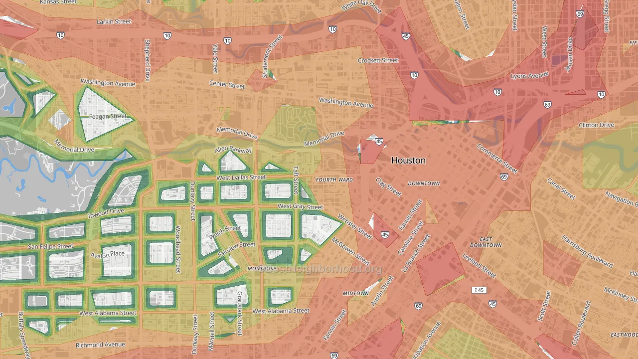 Fourth Ward, Houston, TX Map of Noise Levels in Fourth Ward