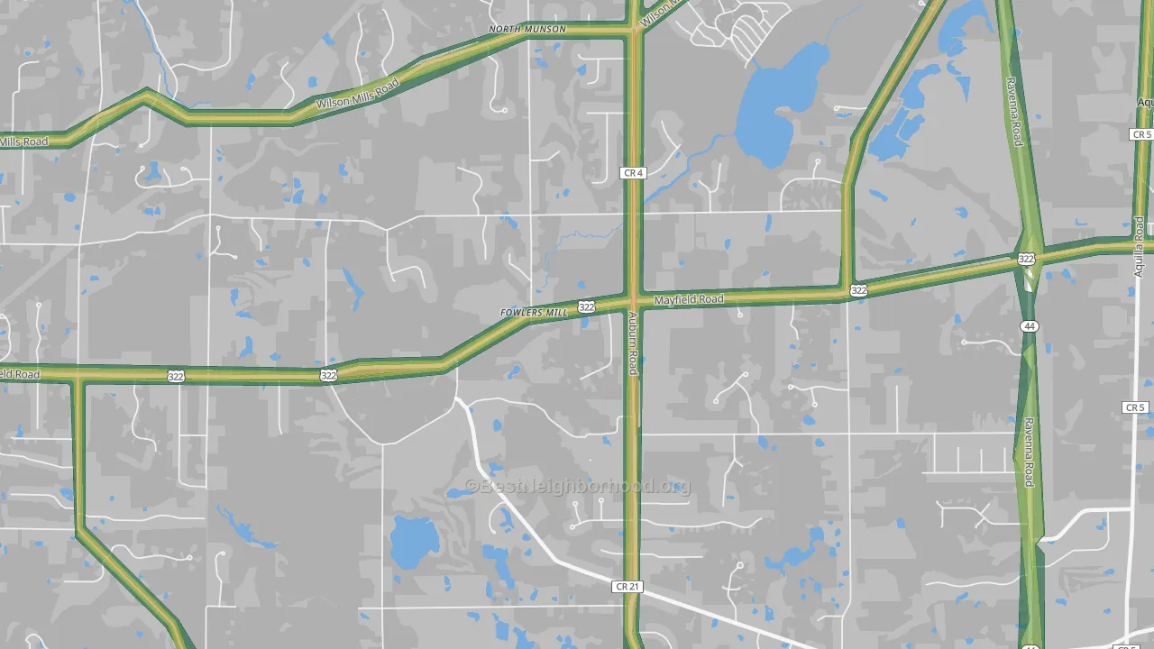 Fowlers Mill, OH Map of Noise Levels in Fowlers Mill