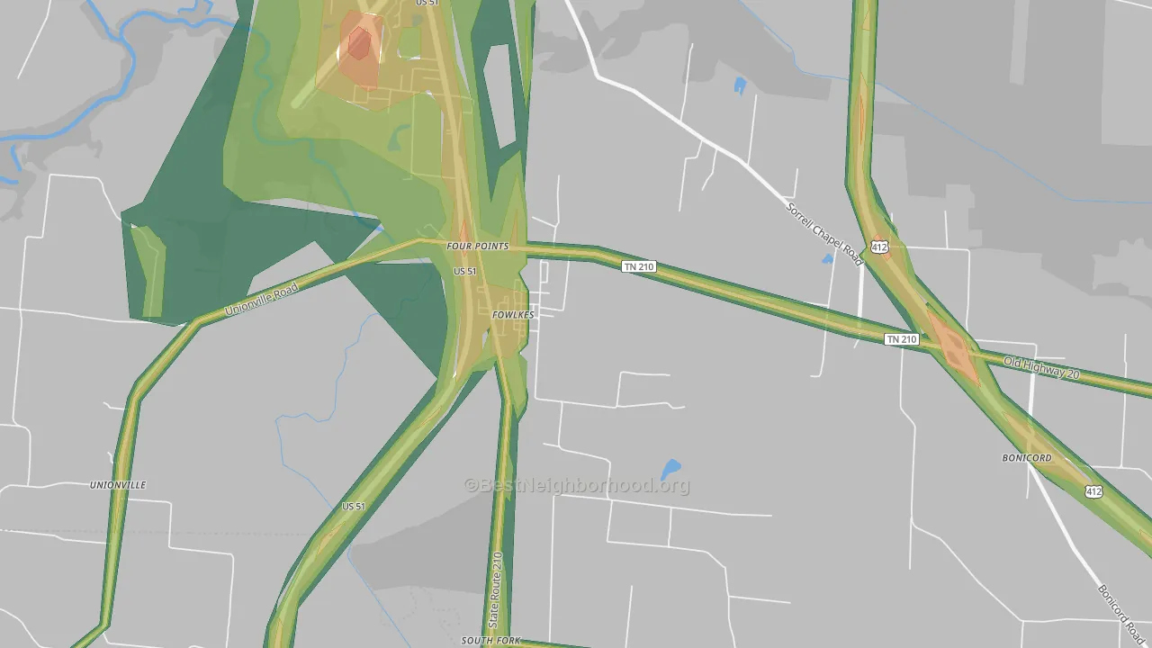 Fowlkes, TN Map of Noise Levels in Fowlkes