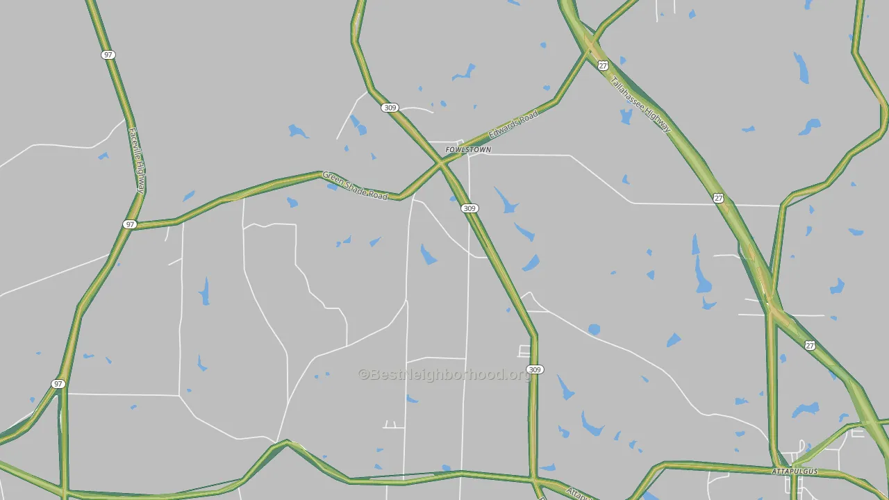 Fowlstown, GA Map of Noise Levels in Fowlstown