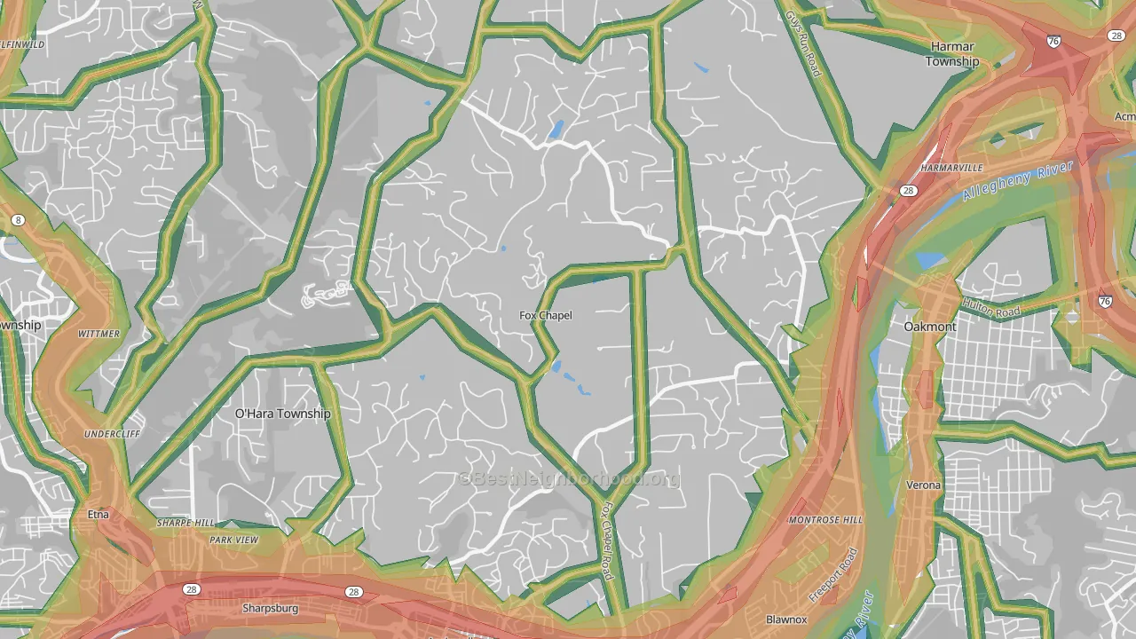 Fox Chapel, PA Map of Noise Levels in Fox Chapel