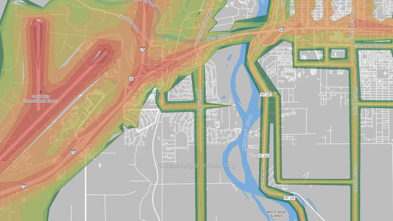 Fox Farm, Great Falls, MT Map of Noise Levels in Fox Farm