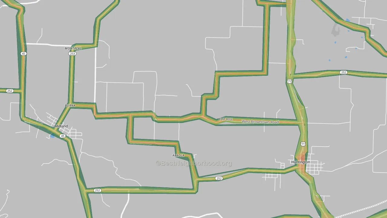 Fox Hill, AR Map of Noise Levels in Fox Hill