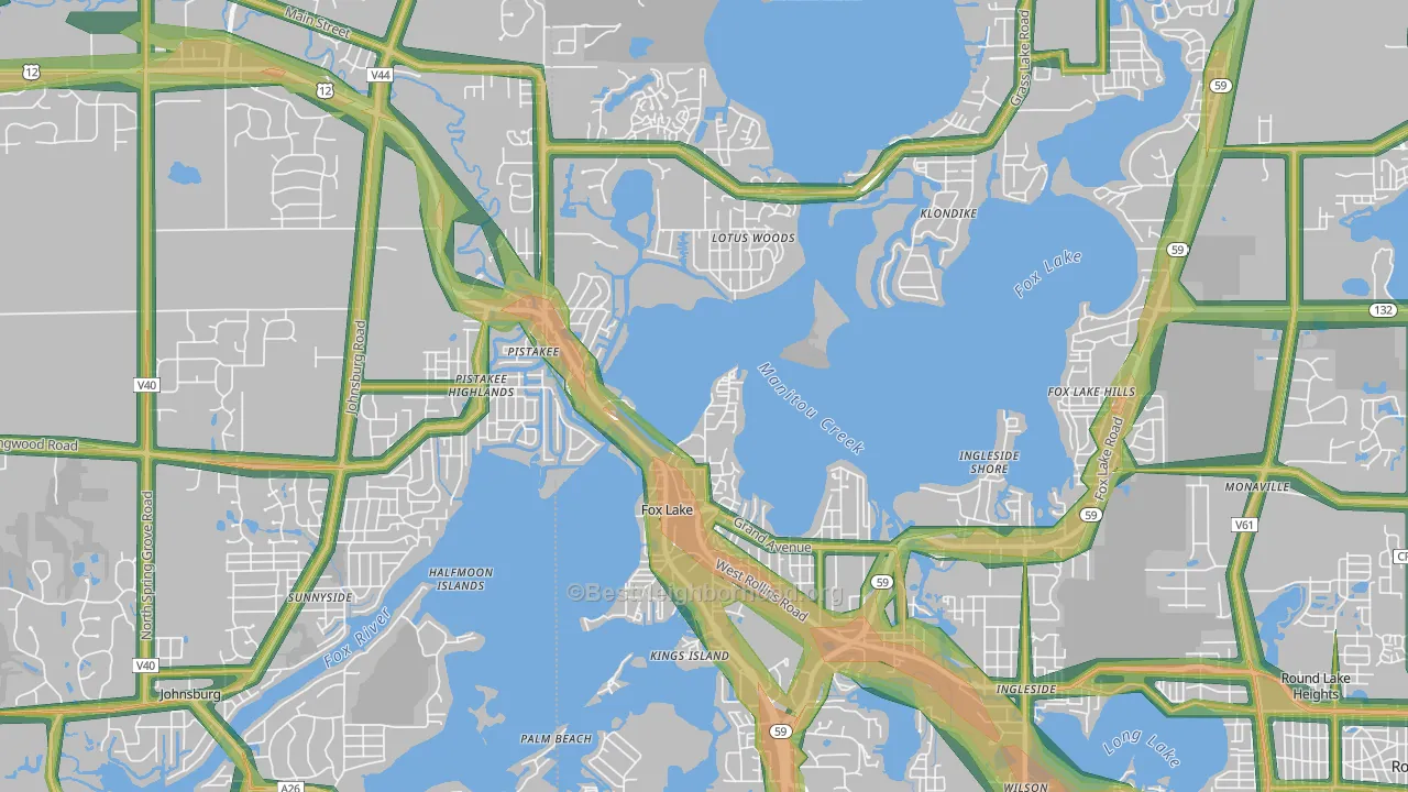 Fox Lake, IL Map of Noise Levels in Fox Lake