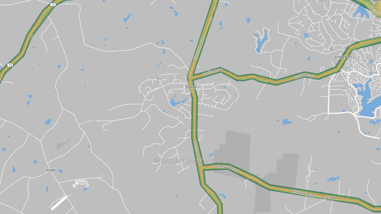 Foxfire, NC Map of Noise Levels in Foxfire