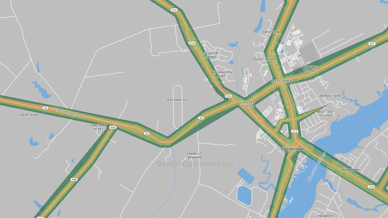Foxley Manor, MD Map of Noise Levels in Foxley Manor