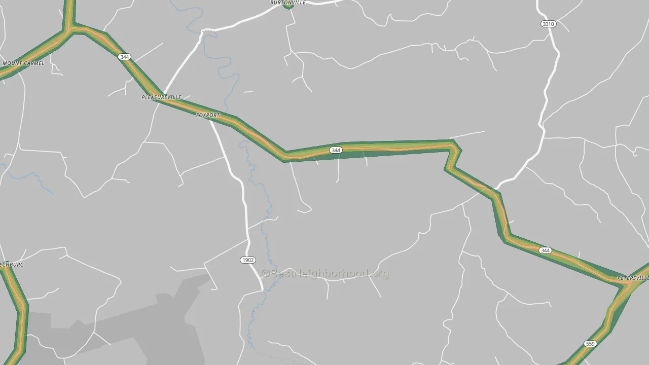 Foxport, KY Map of Noise Levels in Foxport