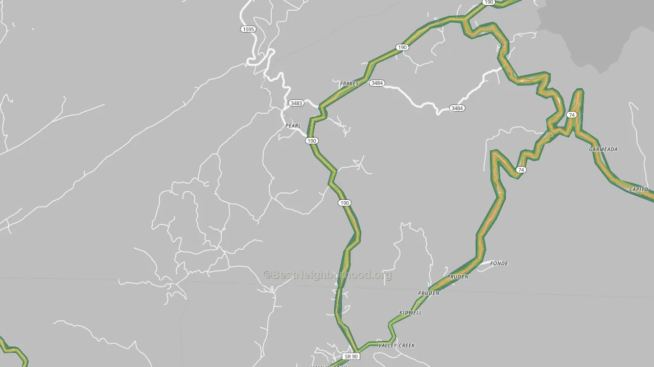 Frakes, KY Map of Noise Levels in Frakes