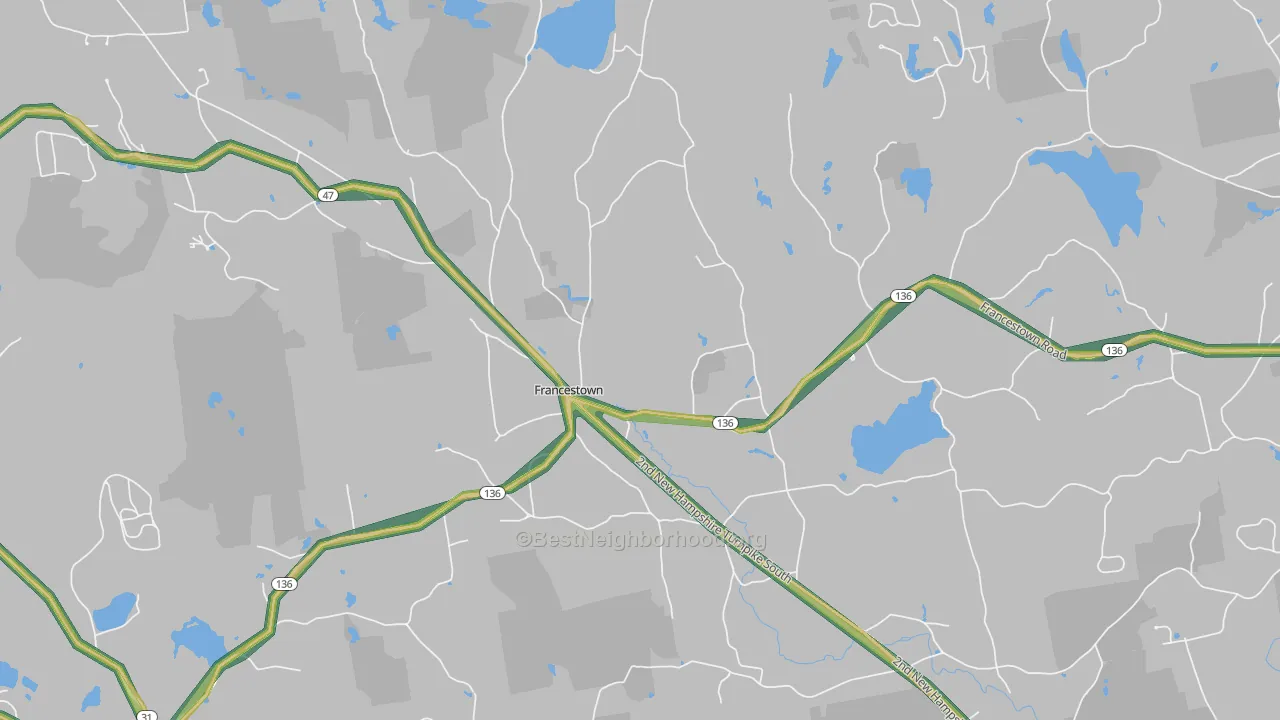 Francestown, NH Map of Noise Levels in Francestown